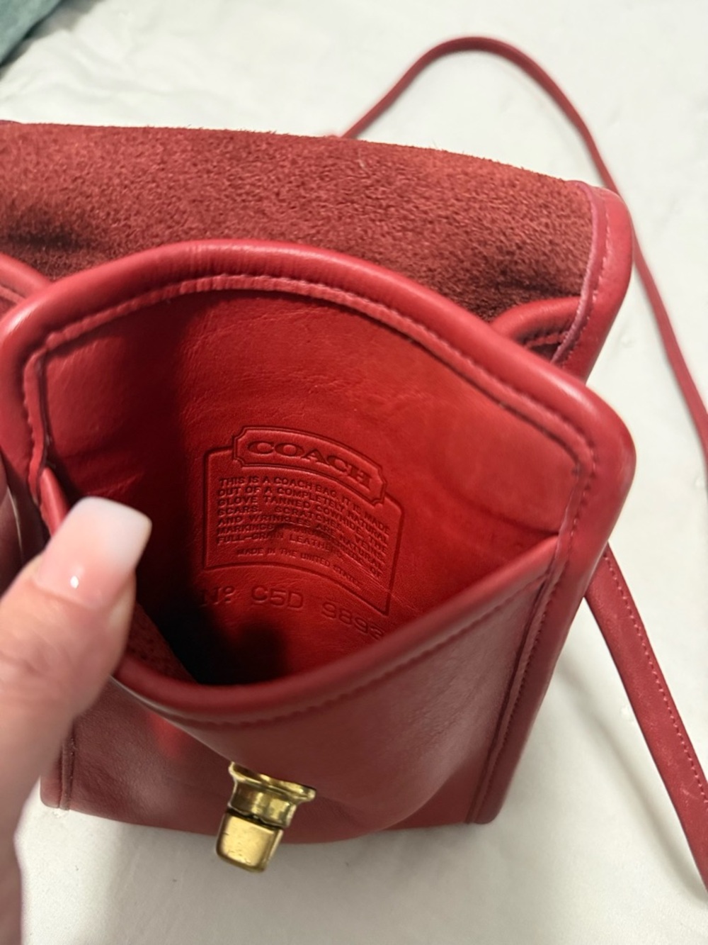 Coach Red Leather Crossbody with Gold Turnlock - Picture 10 of 11
